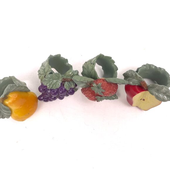 VTG Charter Club Home “Summer Grove” Ceramic Fruit Napkin Rings Set of 4 (1999) - Picture 2 of 9